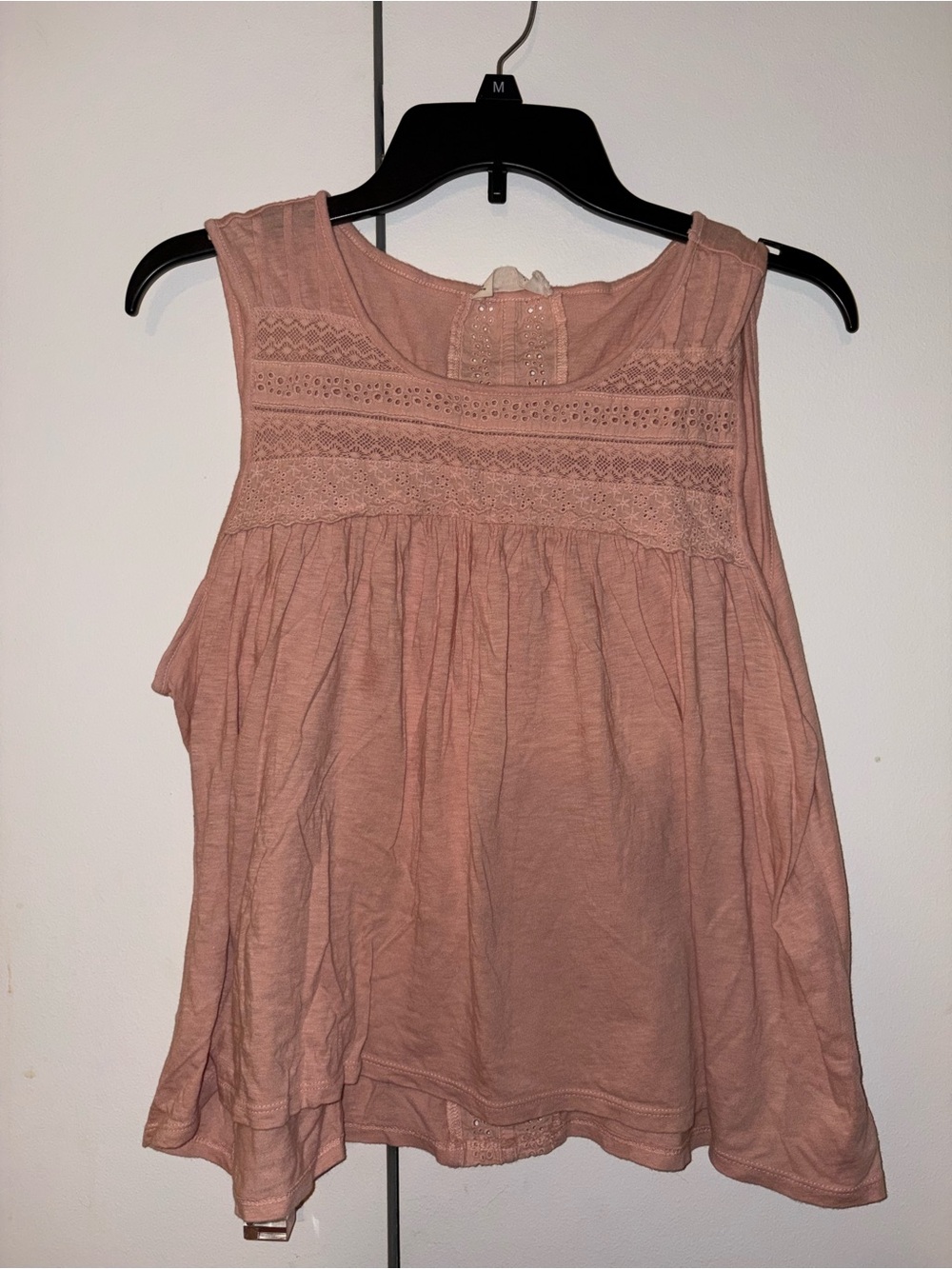 Lucky Brand Dusty Pink Lace Yoke Tank